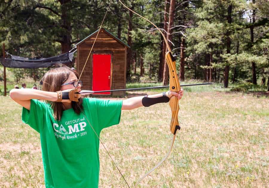 archery at Girl Scouts of Colorado summer camp