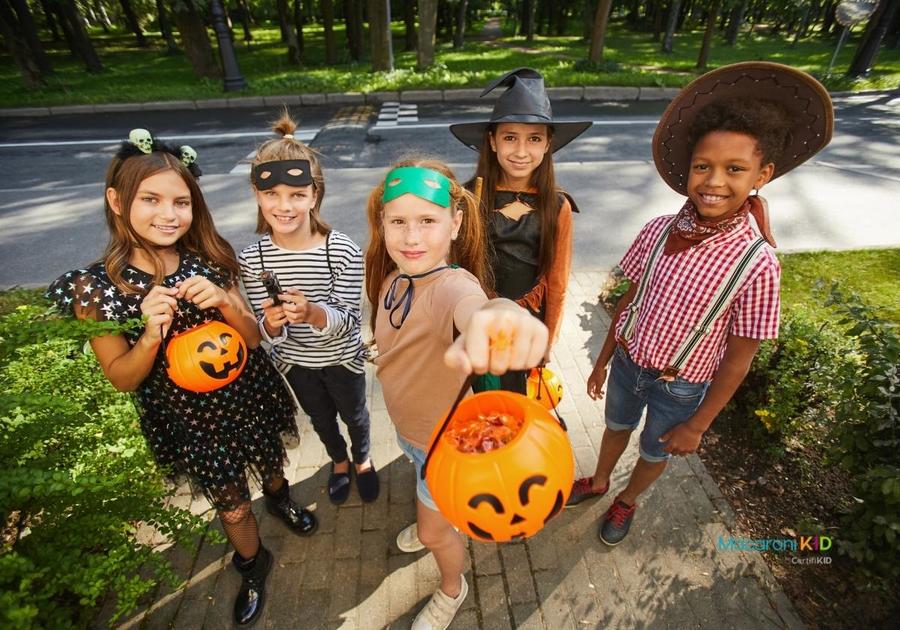 Children playing trick or treat