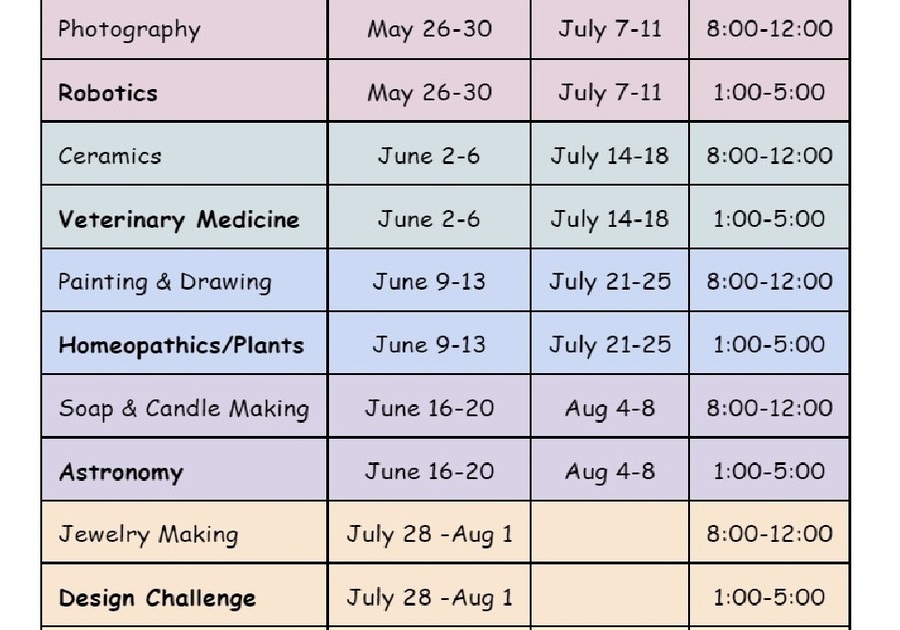 Ignite The Mind Summer Camp Offerings