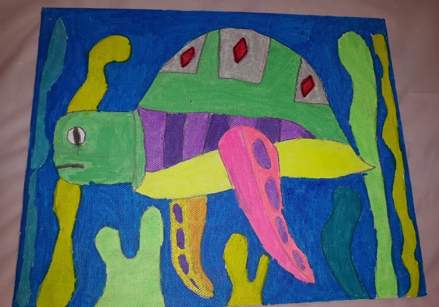 child's artwork of a turtle