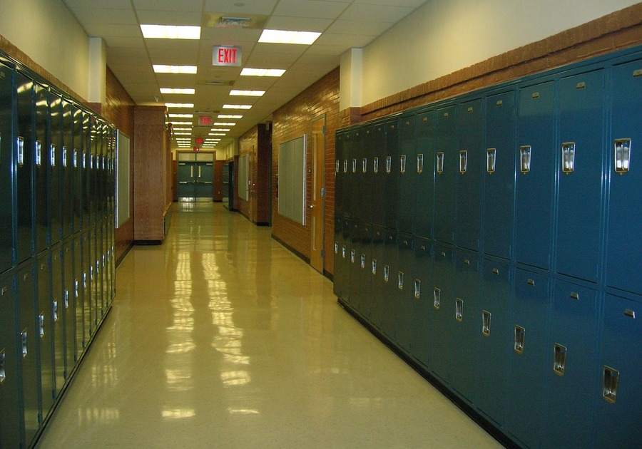 High School hallway with lockers