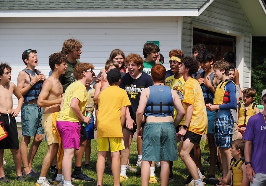 large group of boys outside