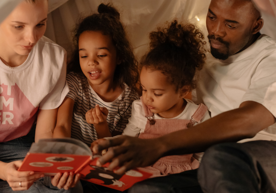 Family reading together