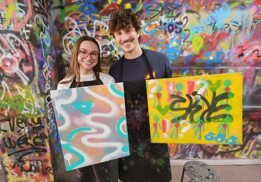 couple with graffiti art