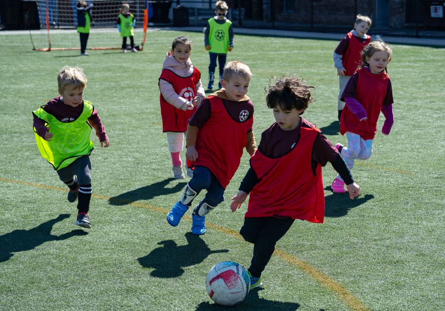 young boys playing soccer