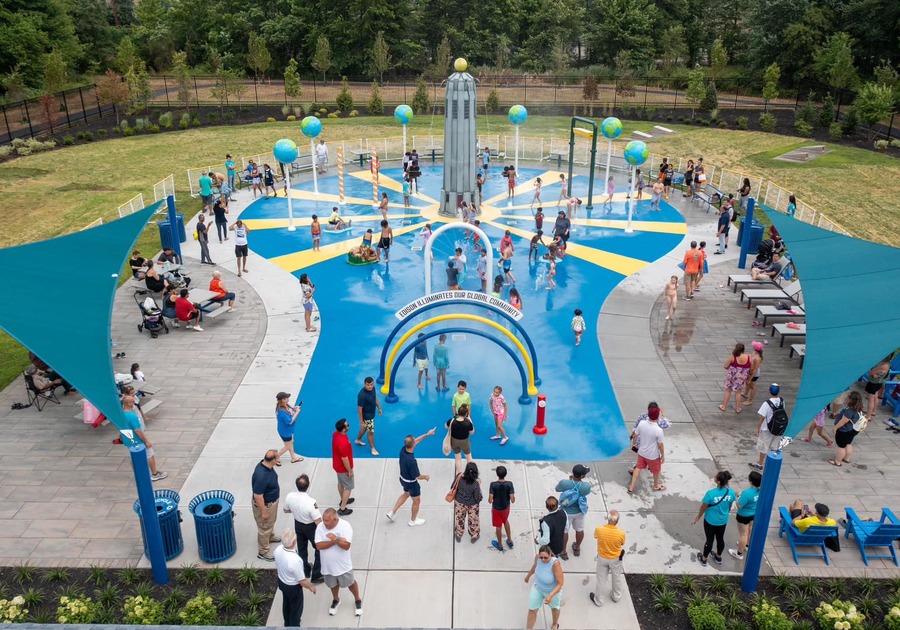 aerial photo of splash pad