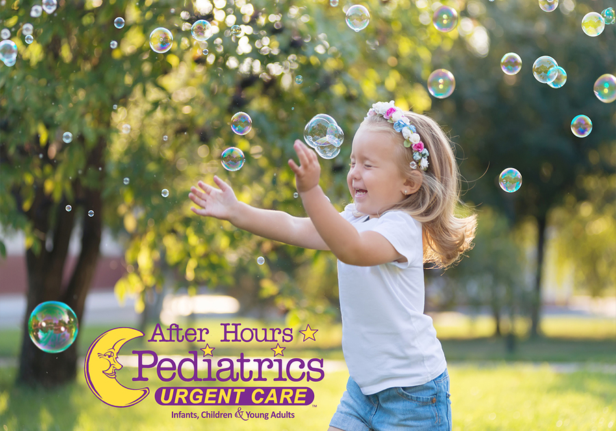 Girl playing with bubbles