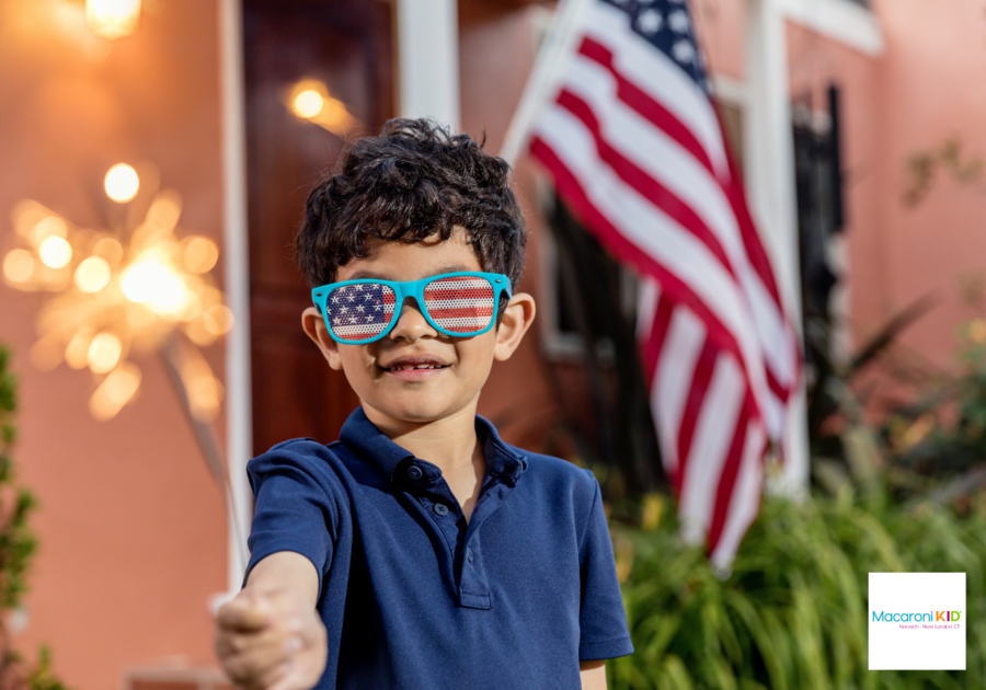 Little Boy with Sparkler and patriotic sunglasses fourth of July Norwich New London CT