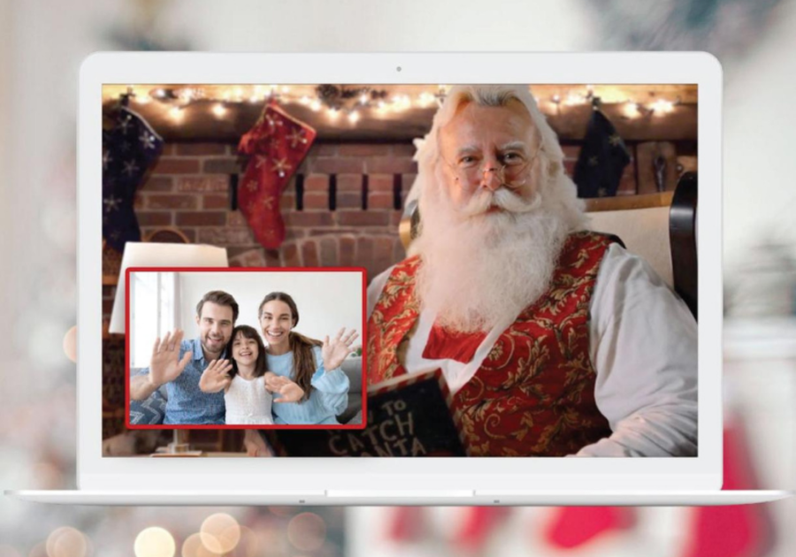 family zoom video with santa