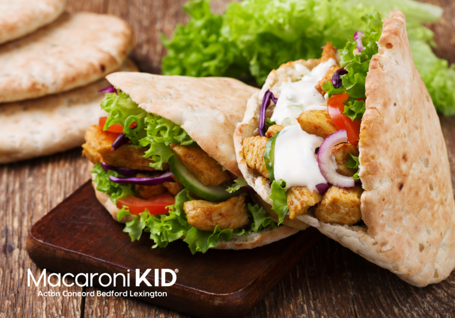 Chicken with salad in pita bread