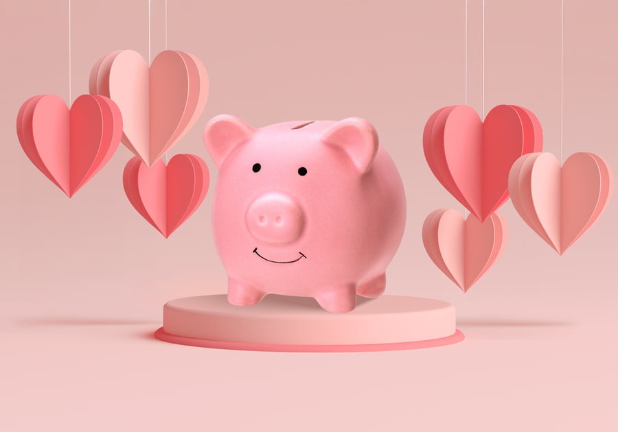 Coastal Credit Union Valentine-themed piggy bank