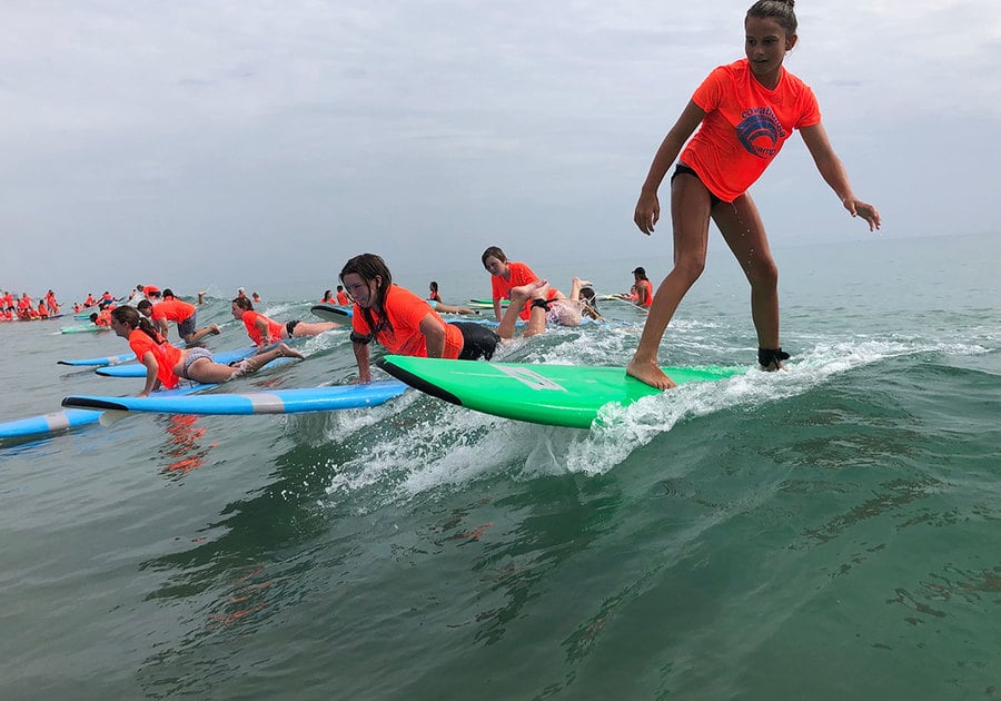Cowabunga Surf Camp 2020 campers surving
