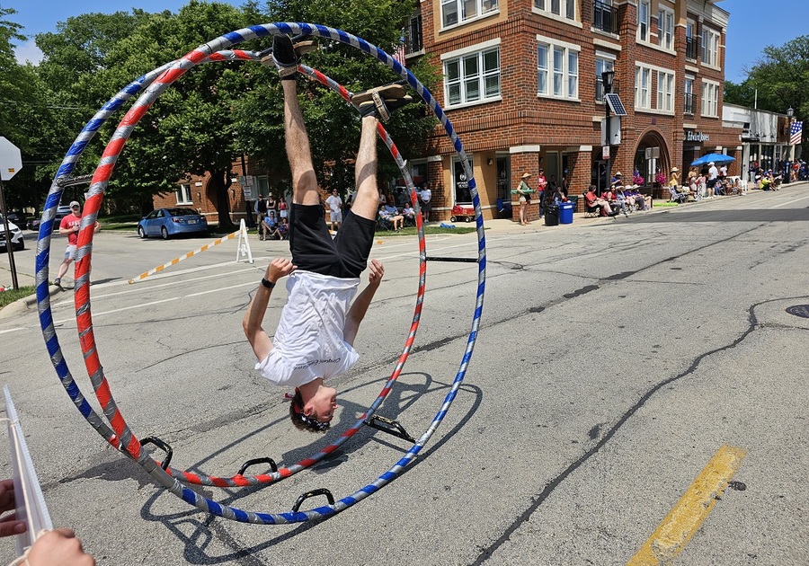 circus wheel in parade