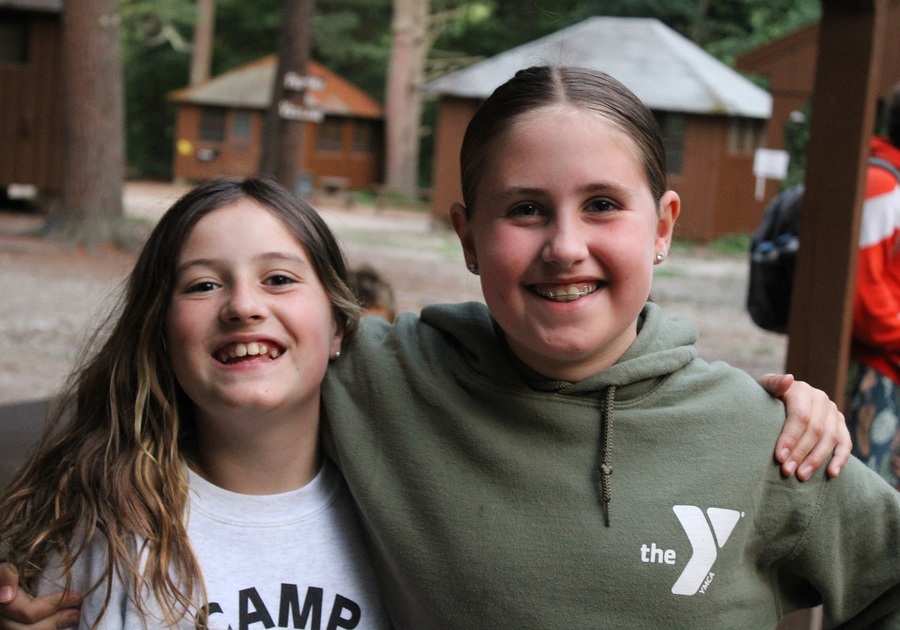 Two girls outside at camp