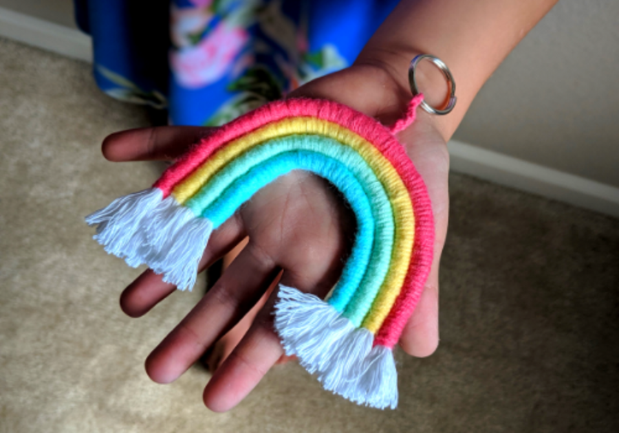 Mini Yarn Rainbow Keychain or Wall Hanging (Video) - Gluesticks Blog