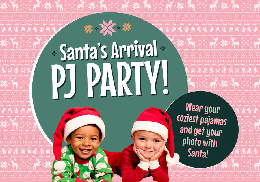 santas arrival PJ party