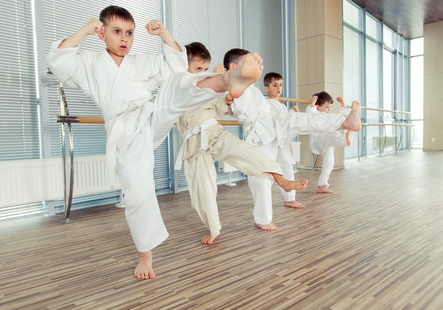 Children practicing martial arts