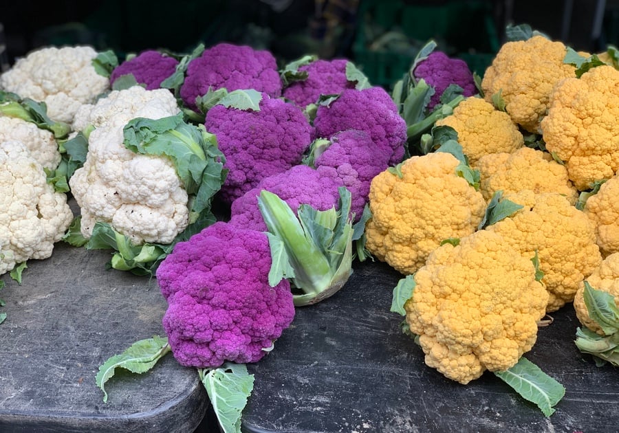 purple, white and yellow Cauliflower