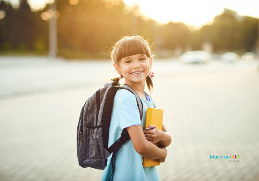 girl on first day of school