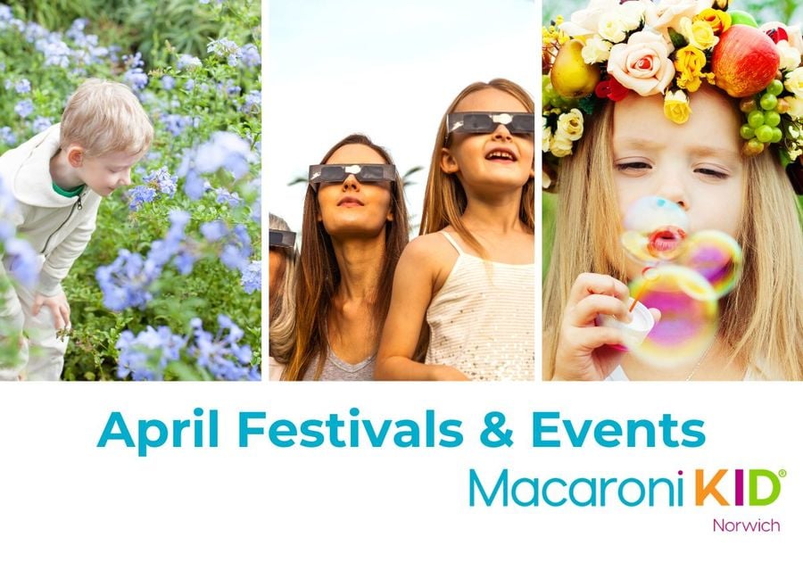 Young boy smelling flowers, family looking at solar eclipes, young girl with a flower crown on her head blows bubbles