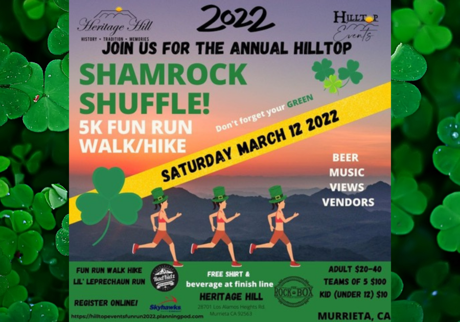 shamrock shuffle heritage hill murrieta hilltop events macaroni kid green beer st patrick's day temecula radkidz skyhawks temecula the craft house temecula family fun arts and crats