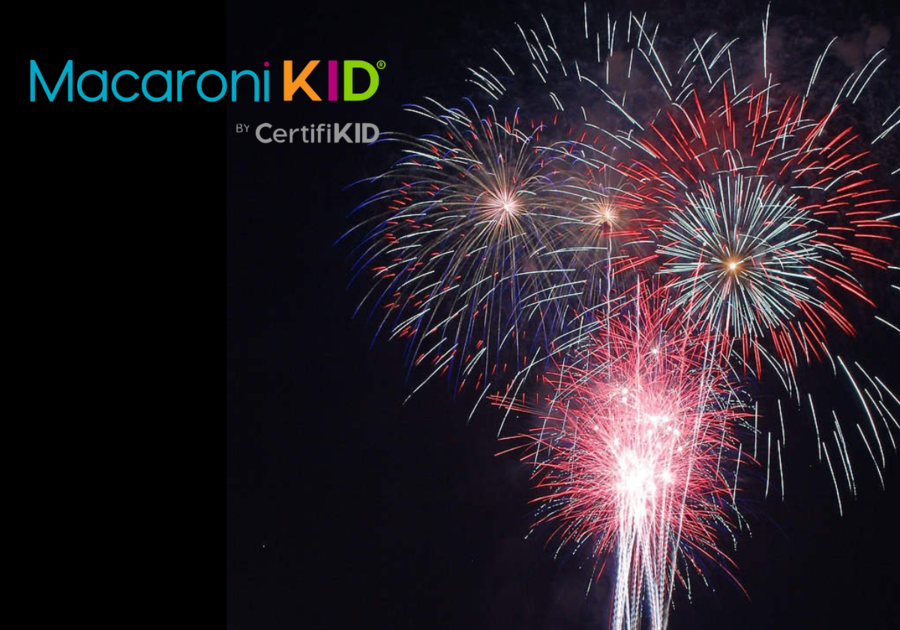 Fireworks with Macaroni KID logo