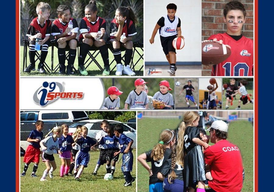 College of children engaging in various i9 sports programs