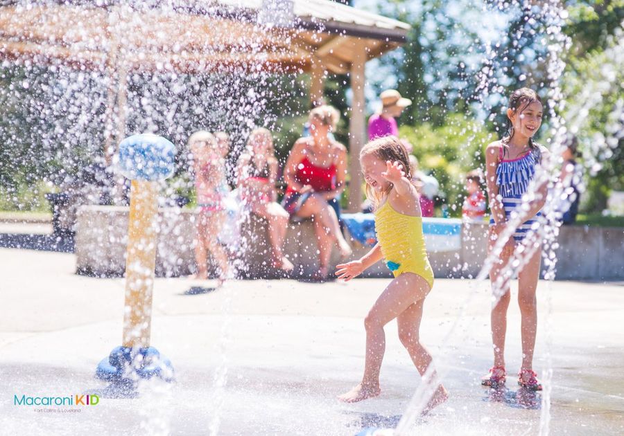 Kids playing on splash pad