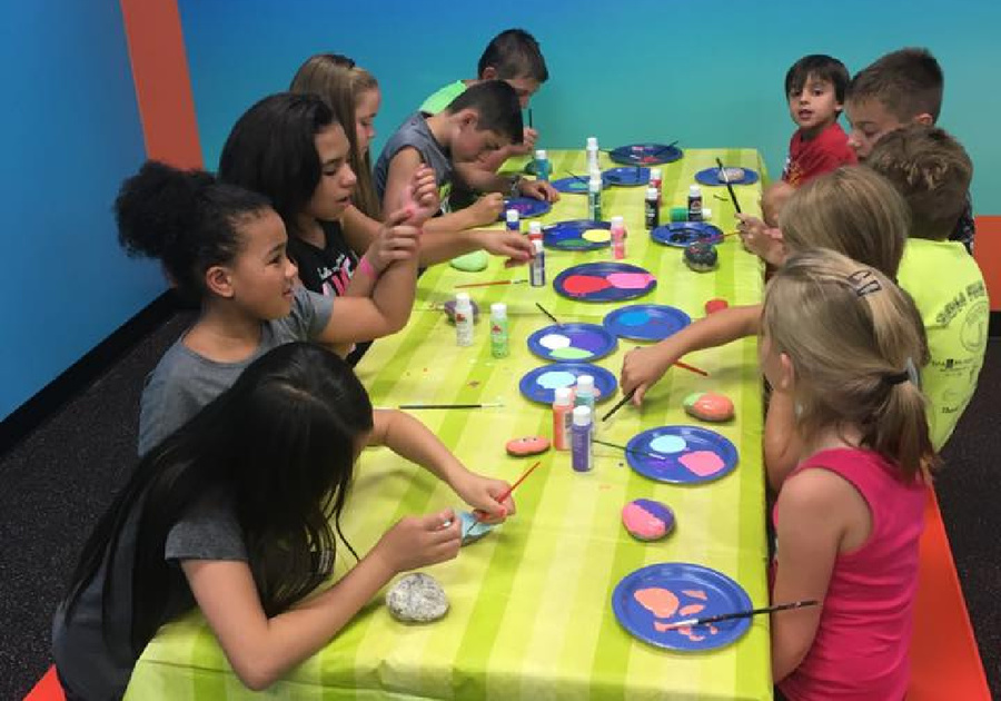 Children painting at a birthday party