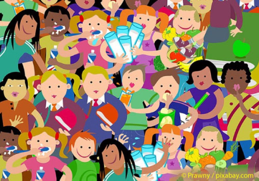 Cartoon of lots of diverse children