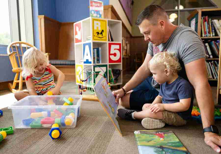 Dad reading to kids