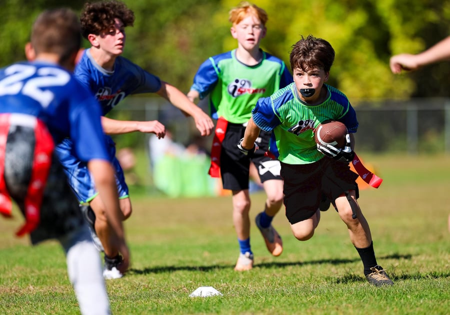 Children playing flag football