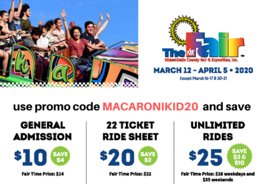 Use Promo Code MACARONIKID20 for Youth Fair Discount Tickets Macaroni