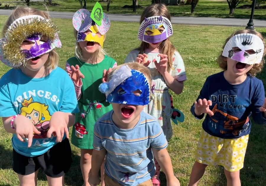 photo of kids wearing homemade masks