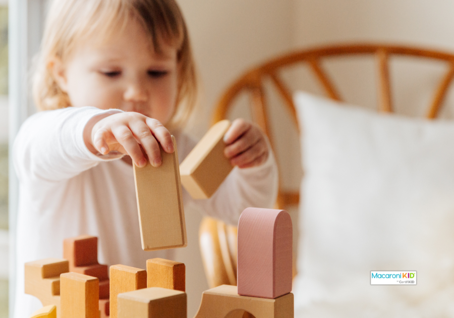 child playing with blocks