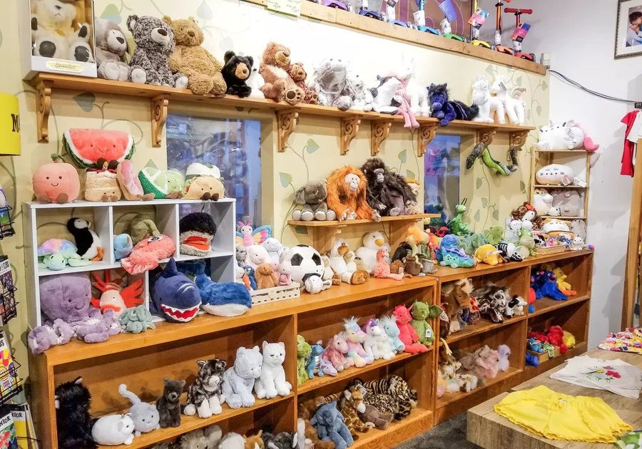 stuffed animal shelves in store