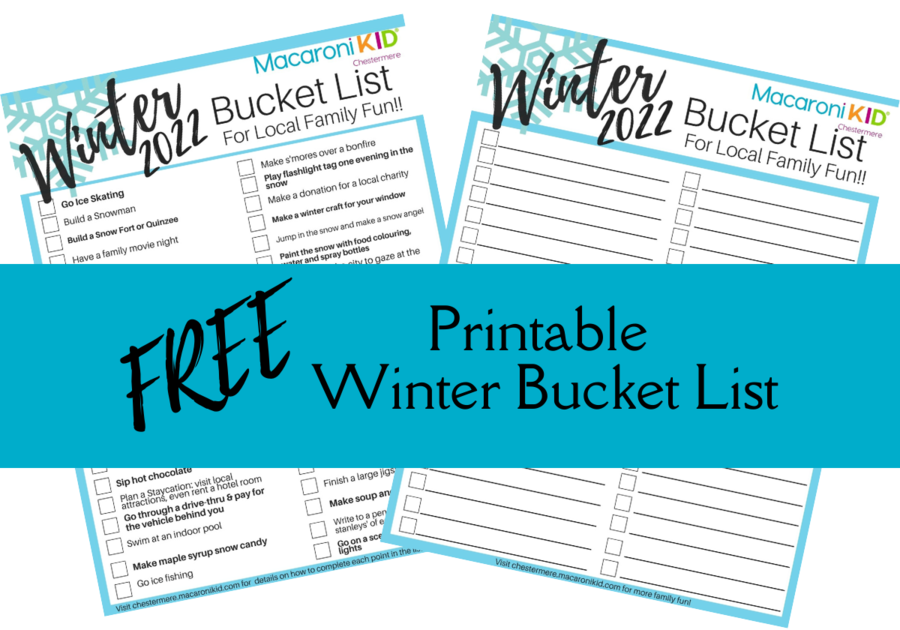 Printable Winter Bucket List Chestermere Langdon