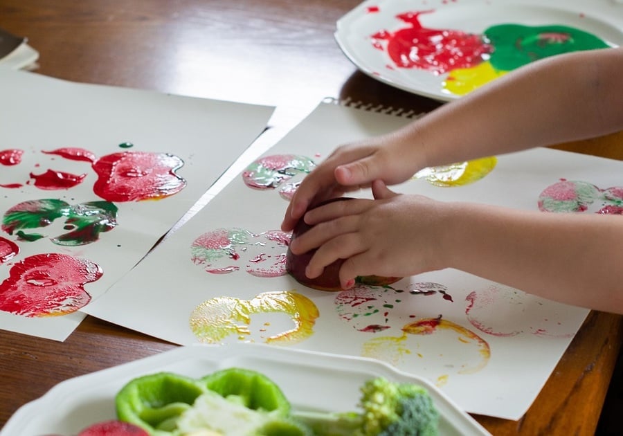 Easy Activity Idea Stamping With Fruits And Veggies Macaroni Kid Lowell