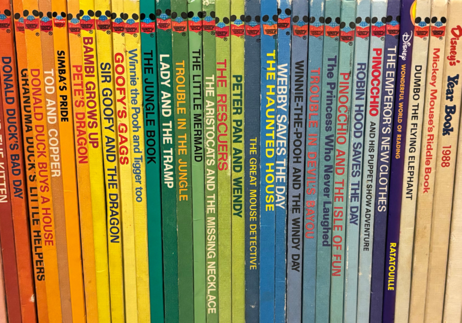 Disney books in rainbow order