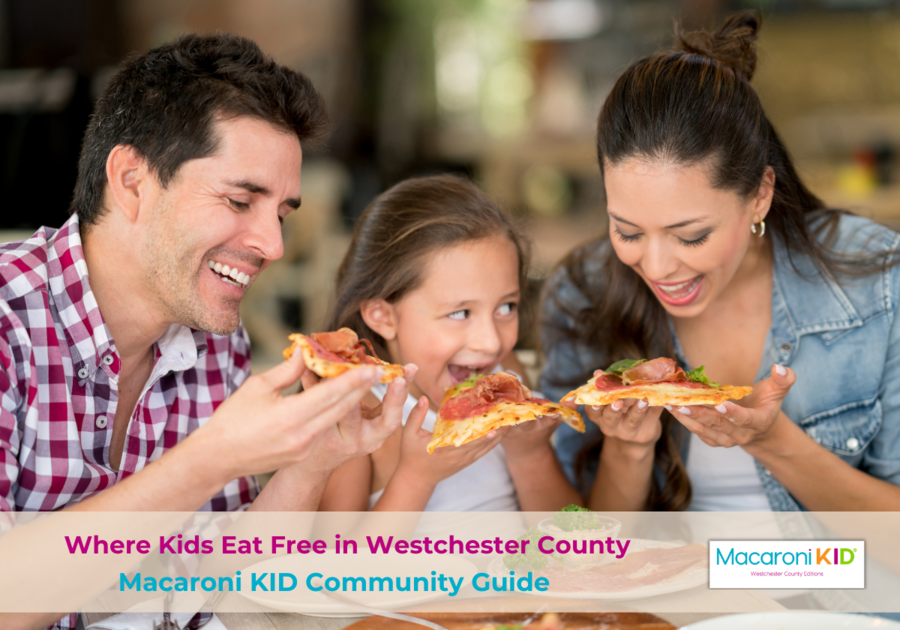 Mother, father, and daughter eating pizza