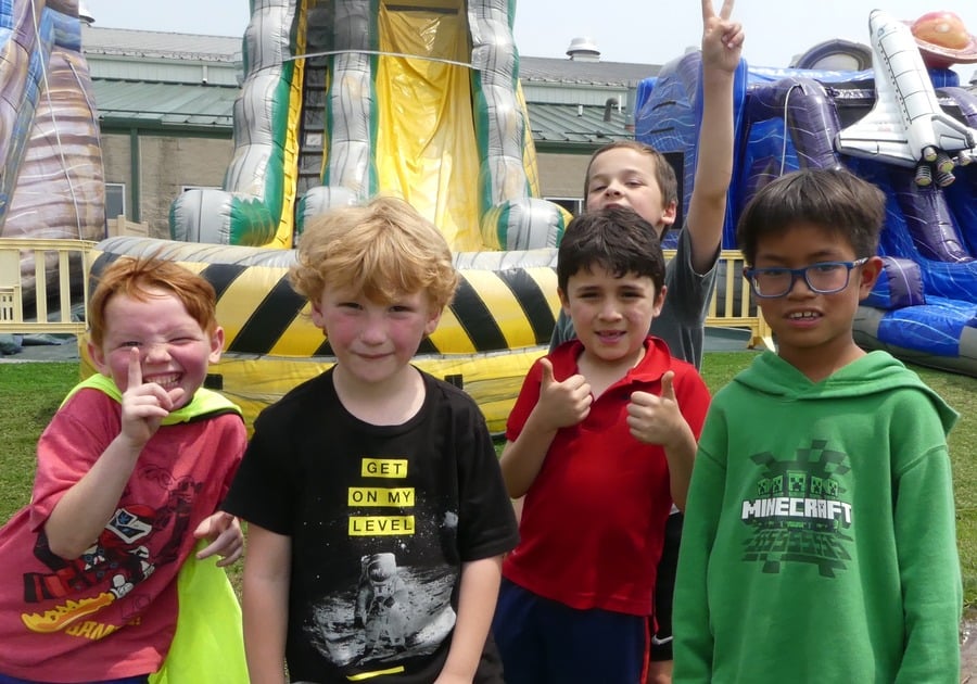 Kids near waterslide at United Sports Camps