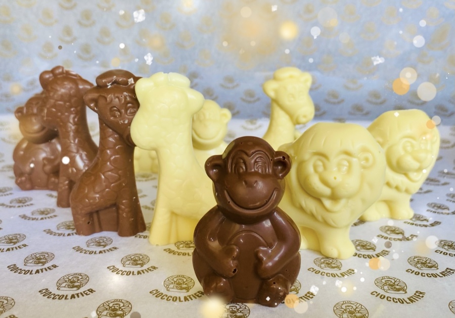 Cioccolatier Buddies are small bites of chocolate shaped like different characters such as The Jungle Buddies and The Easter Buddies
