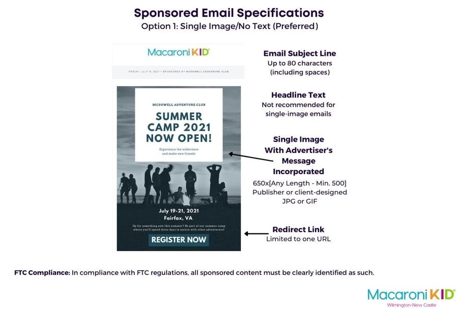 Sponsored Email Specifications