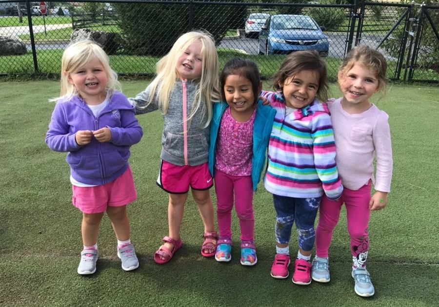 students outdoors at Building Blocks Child Care