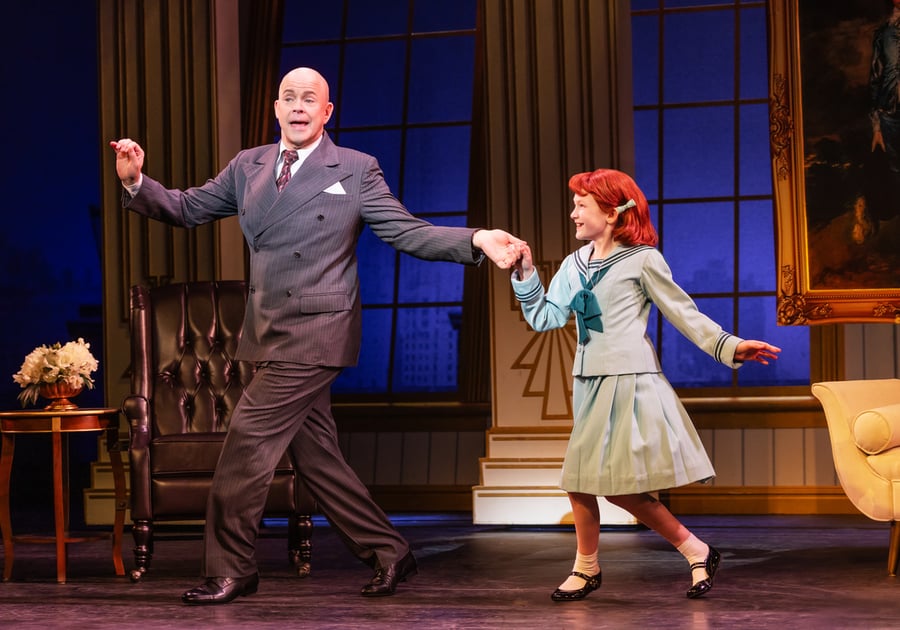 RS31311_Christopher Swan as Oliver Warbucks and Hazel Vogel as Annie in the 2024 2025 National Tour of ANNIE. Photo by Matthew Murphy, MurphyMade (c) 2024_scr 