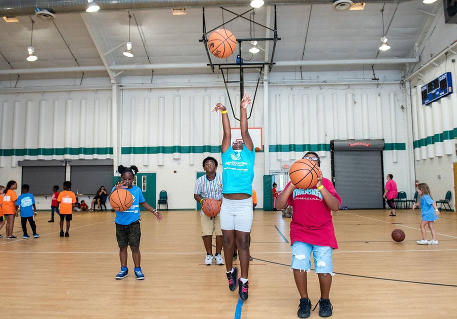 Boys & Girls Clubs of SLC 2023 Summer Camp, Campers shooting hoops