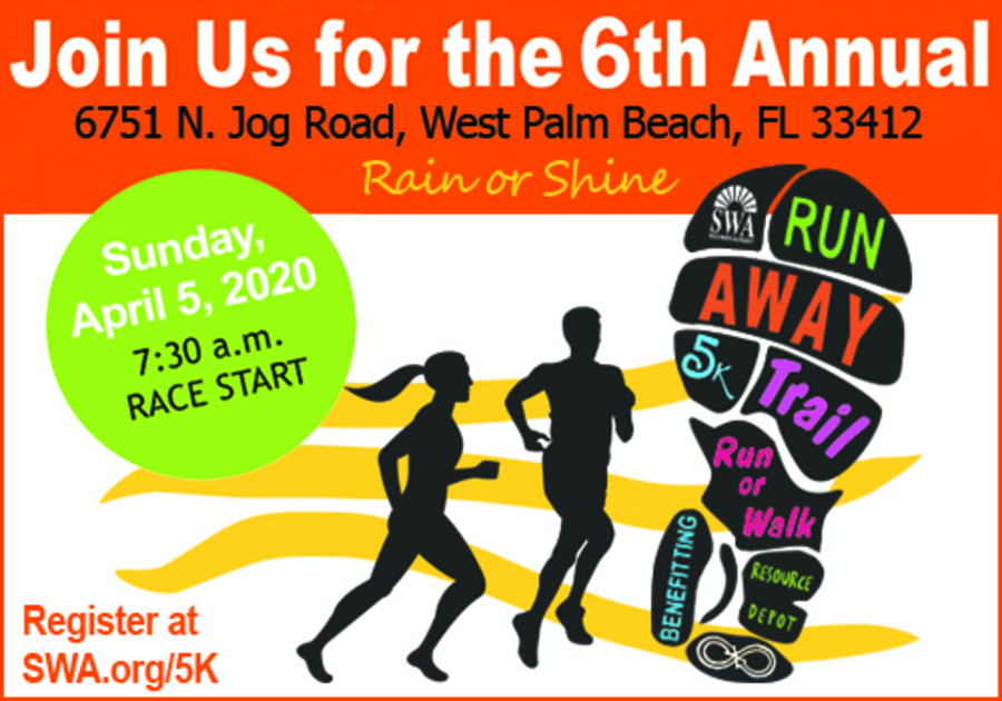 The Annual SWA Run AWAY 5K Trail Run will be held Sunday, April 5, 2020