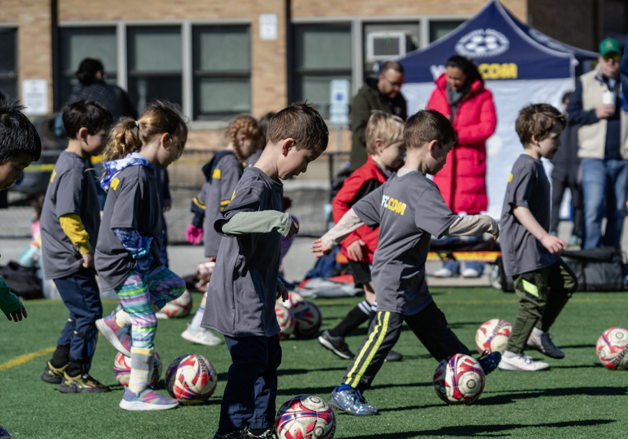 kids doing soccer drills