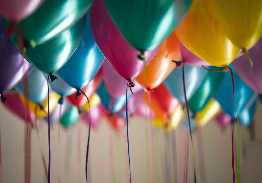 Close up photo of shiny balloons