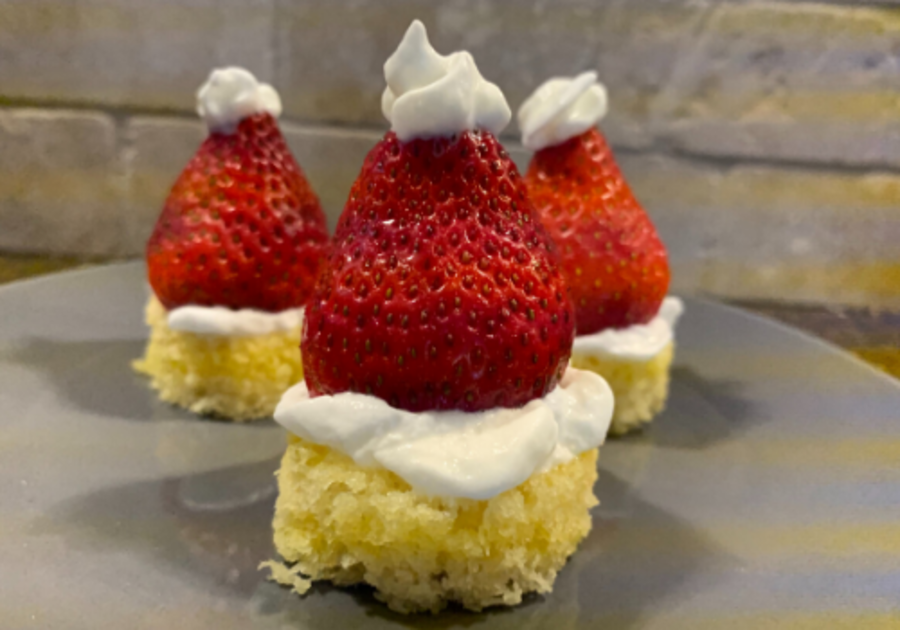 santa hat snack strawberry pound cake